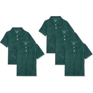 5 Pack School Uniform Short Sleeve Pique Polo Shirts Sizes XXL Dark Green